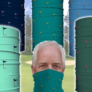 golf design, with tee flags and little golf balls, can be personalised