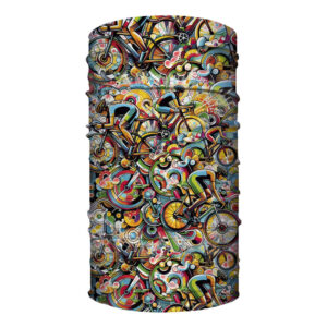 colourful cycling explosion snood design by wuffler